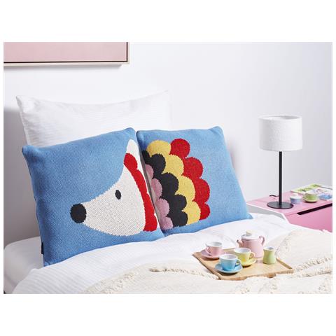 Set Di 2 Cuscini Pashot Cotone 45 X 45 Cm Blu - Foto 1