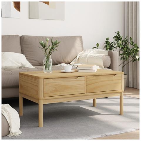 Tavolino Floro Marrone Cera 99x55,5x45 Cm In Legno Di Pino - Foto 3