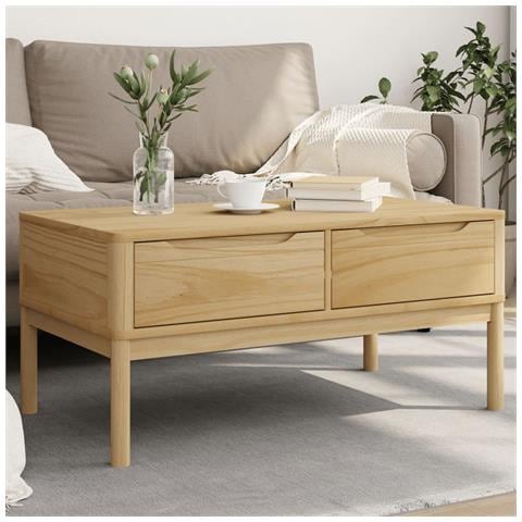 Tavolino Floro Marrone Cera 99x55,5x45 Cm In Legno Di Pino - Foto 1