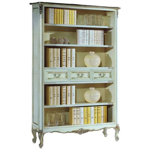 Libreria Classica Legno Shabby Bianco Argento 130x50x215 - Foto 1