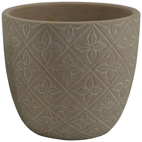 Vaso Tondo Basso Da Giardino In Fibra Di Argilla Marrone 19x19x17 Cm Clematide - Foto 1