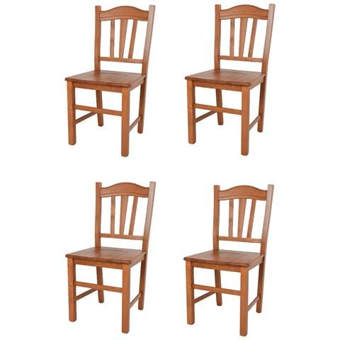 Set 4 Sedie Modello Silvana Per Cucina Bar E Sala Da Pranzo, Robusta Struttura In Legno Di Faggio Color Ciliegio E Seduta In Legno - Foto 1
