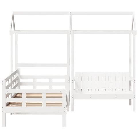 Set Dormeuse E Panca Con Tetto Bianco 90x190cm Massello Pino - Foto 2