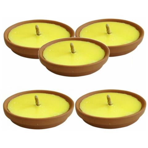 5 Candele Citronella Fiaccola In Terracotta Anti Zanzare Profumo Ambiente 17 Cm - Foto 1