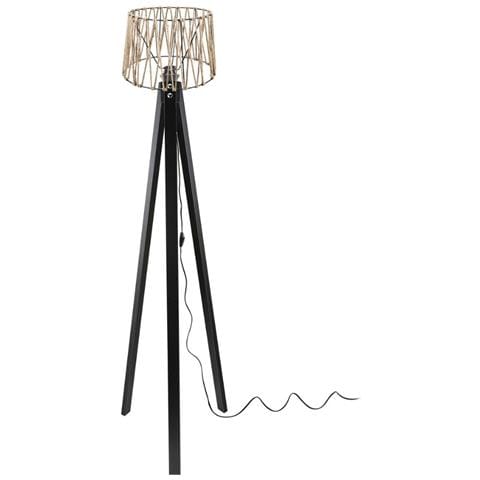 Lampada Da Terra Decone 1188 Con Piantana Nera E Paralume In Iuta - Foto 1