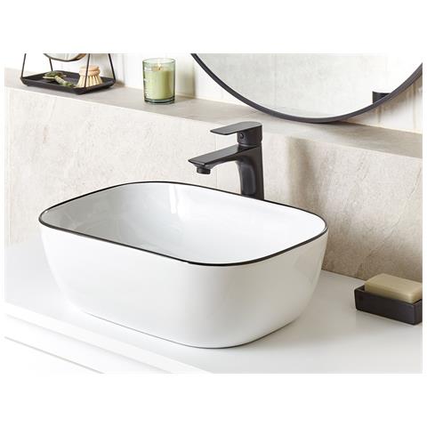 Lavabo Bagno Ceramica Bianco E Nero 46 X 33 Cm Xert - Foto 1