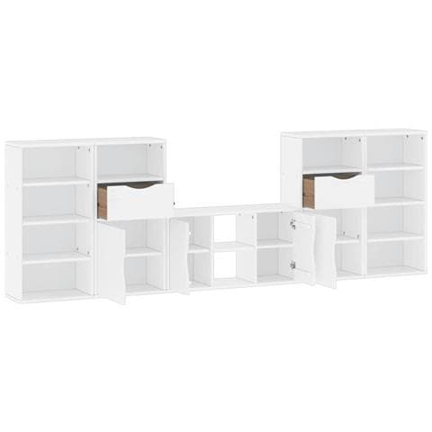 Mobile TV 5 pz con Contenitore ODDA Bianco in Legno di Pino - Foto 2