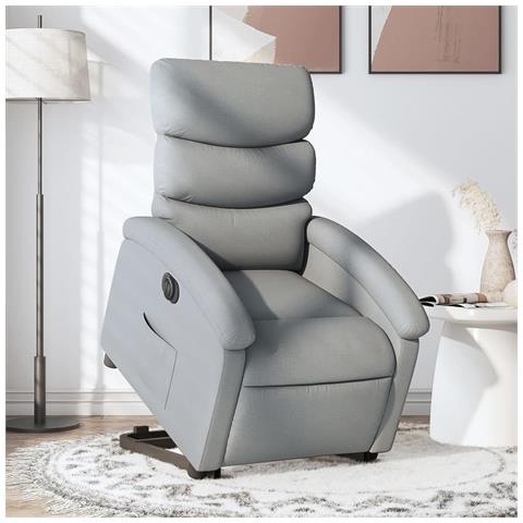 Poltrona Reclinante Alzapersona Elettrica Grigio Chiaro Tessuto - Foto 1