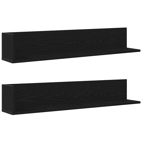 Mensole Da Parete 2pz Nere 100x16,5x16,5 Cm Legno Multistrato - Foto 2