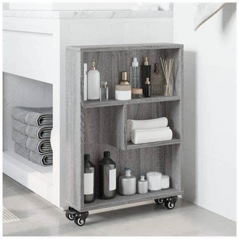 Carrello Stretto Grigio Sonoma 48x13x68 Cm In Truciolato - Foto 3