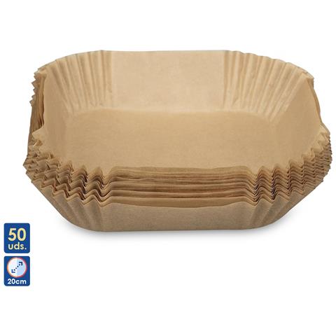 Carta Per Friggitrice Ad Aria, 50 Pezzi, Quadrata, Carta Da Forno Antiaderente Monouso Non Perforata Per Cottura, Arrosto, Microonde, Padella (20cm) - Foto 1