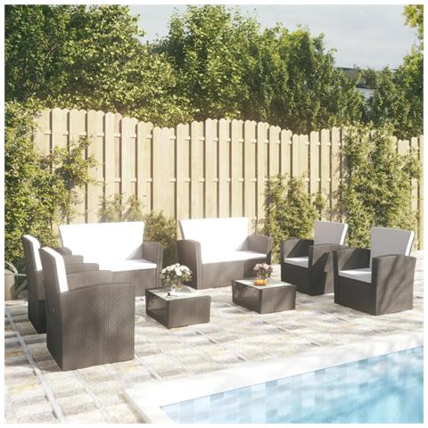Set Divani Da Giardino 8 Pz Con Cuscini In Polyrattan Nero - Foto 8
