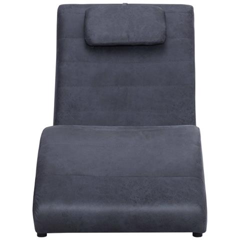 Lusso Casadino -  Sdraio Con Cuscino Grigia In Pelle Sintetica Scamosciata - Foto 2