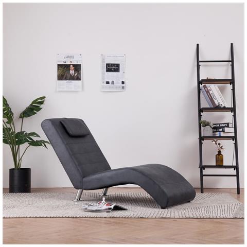 Lusso Casadino -  Sdraio Con Cuscino Grigia In Pelle Sintetica Scamosciata - Foto 8