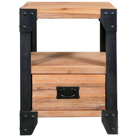 Lusso Casadino -  Comodini 2 Pz Legno Massello Di Acacia E Acciaio 40x30x54 Cm - Foto 1