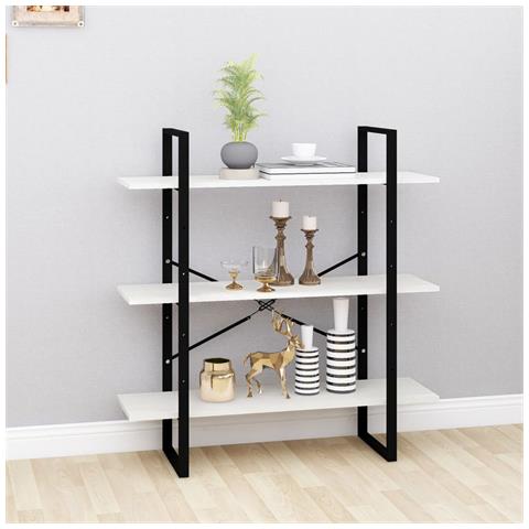 Libreria A 3 Ripiani Bianca 100x30x105 Cm In Massello Di Pino - Foto 8