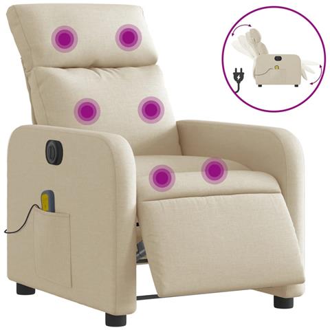 Poltrona Reclinabile Massaggiante Elettrica Crema in Tessuto - Foto 1