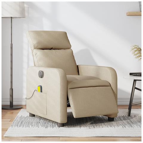 Poltrona Reclinabile Massaggiante Elettrica Crema in Tessuto - Foto 2