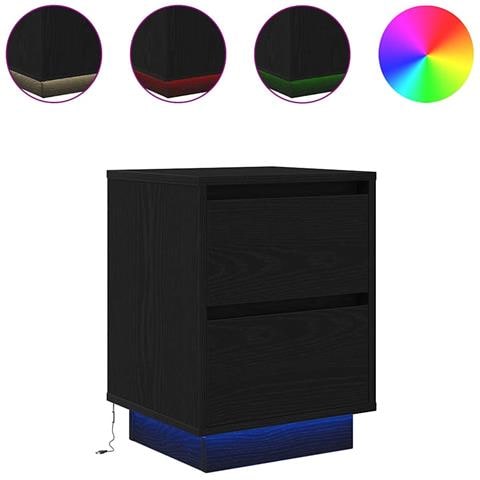 Comodino con Luci LED Nero 38x34x50 cm - Foto 1