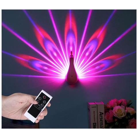 Lampada D'atmosfera A Forma Di Pavone Arcobaleno: Proiezione E Controllo Touch White - Foto 4