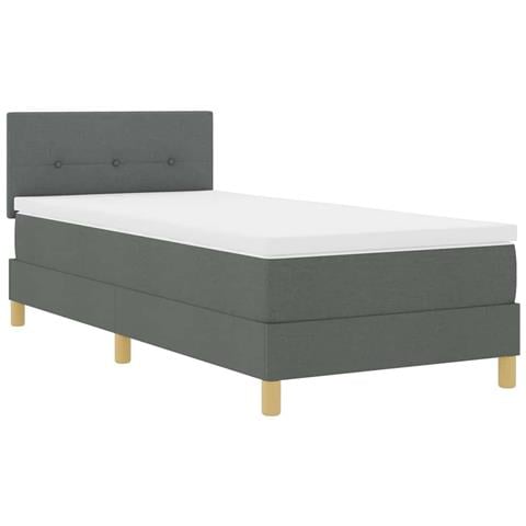 Letto a molle con materasso Grigio scuro 90 x 190 cm Tessuto - Foto 1