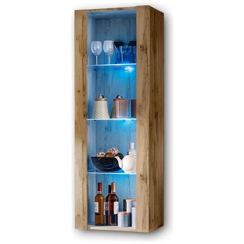Komodee, Vetrina Tivoli, Wotan, Larghezza 55 Cm X Altezza 159 Cm X Profondità 35 Cm, Led Blu, 3 Ripiani, Per Soggiorno, Camera Da Letto, Anticamera - Foto 2