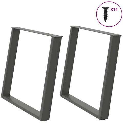 Gambe per tavolo da pranzo a forma di U 2 pz Antracite 100x(72-73) cm Acciaio - Foto 1