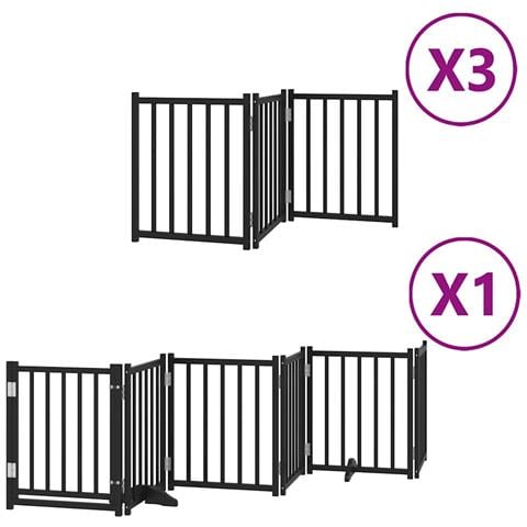 Cancello Cani Porta Pieghevole Nero 15 Pannelli 750 cm Pioppo - Foto 1