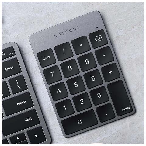 Tastierino Numerico Wireless Bluetooth In Alluminio Ultrasottile, Grigio - Foto 5