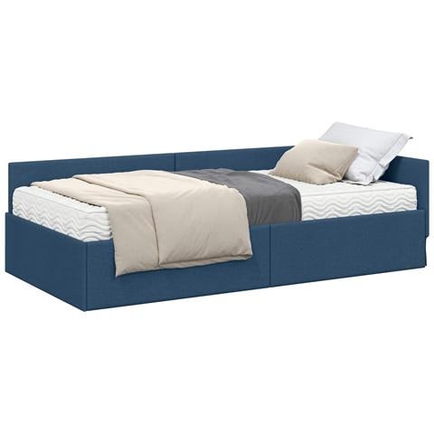Struttura Letto Angolare con Materasso Altro 2 pcs Blu Tessuto - Foto 1