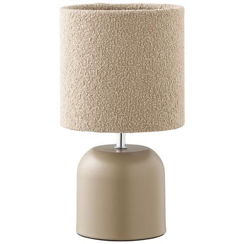 Lampada Da Tavolo Morley In Metallo Grigio Con Paralume In Tessuto Bouclé - Foto 1