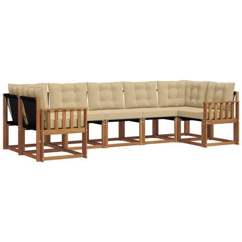 Set di divani da esterno con cuscino 7 pcs Naturale e Beige - Foto 1