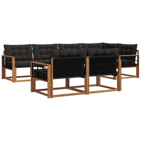 Set di divani da esterno con cuscino 7 pcs Naturale e Nero - Foto 1