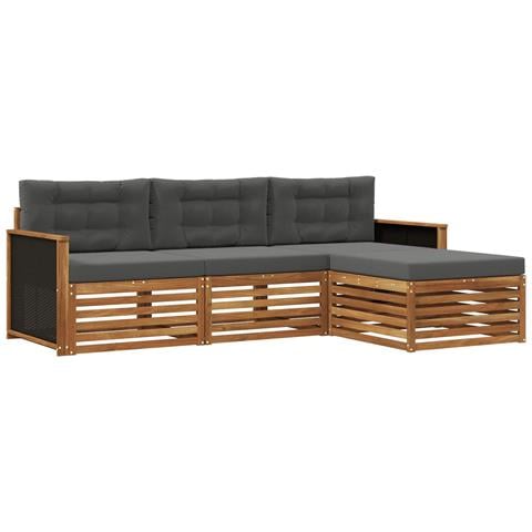 Set di divani da esterno 4 pcs Naturale e Antracite Poliestere - Foto 1