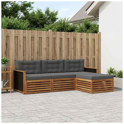 Set di divani da esterno 4 pcs Naturale e Antracite Poliestere - Foto 2