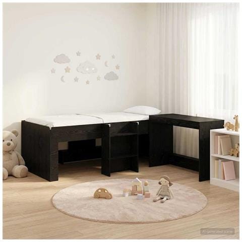 Letto alto per bambini con scrivania 2 pz Rovere Nero - Foto 2