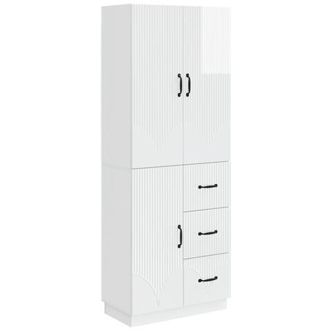 Set di armadi 2 pcs Bianco Lucido Legno ingegnerizzato - Foto 1