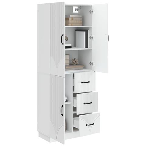 Set di armadi 2 pcs Bianco Lucido Legno ingegnerizzato - Foto 2