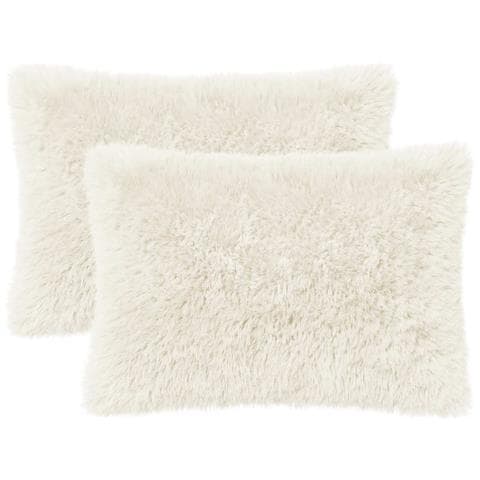 Cuscino con cuscino HEERLEN 2 pz Bianco Fleece PV - Foto 1