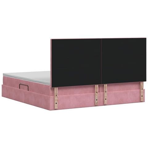 Letto con contenitore e materasso Rosa 200 x 200 cm Velluto - Foto 9