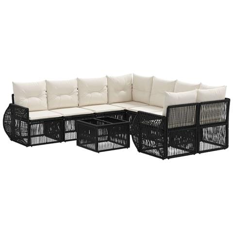 Set Divano da Giardino 9 pz Nero polyrattan - Foto 1