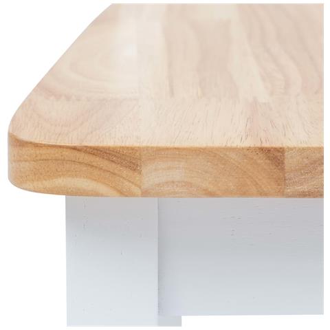 Sedie da Pranzo 4 pz Bianco e Naturale in Massello di Hevea - Foto 2