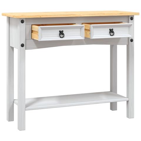 Tavolo Console in Pino Messicano Corona Bianco 90x34,5x73 cm - Foto 9