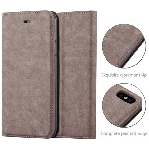 Custodia Compatibile Con Apple Iphone Xs Max In Bruno Caffè - Coperchio Protettiva Con Chiusura Magnetica, Funzione Stand E Tasca Per Le Carte - Foto 2
