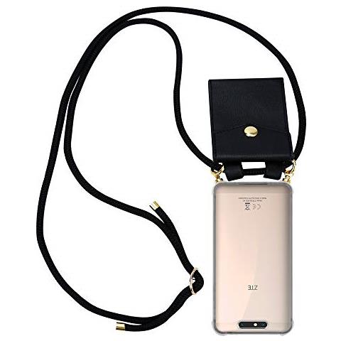 Cadorabo Catena Di Telefoni Cellulari Compatibile Con Zte Blade V8 In Nero - Coperchio Protettivo In Silicone Con Anelli D'oro, Cinturino In Corda E Custodia Staccabile - Foto 1