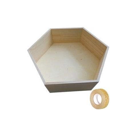 Scaffale Esagonale In Legno 36 X 31 X 10 Cm + Washi Tape Dorato 5 M - Foto 1