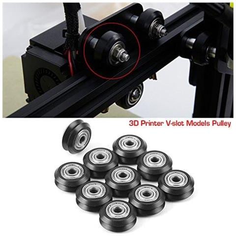 10 Stampanti V-slot Pz Modelli 3d Pulley V Slot Pom Plastica Pulley Modelli V Groove Cuscinetti A Sfera Della Puleggia Passiva Rotonda Ruote A Rulli Nero - Foto 4