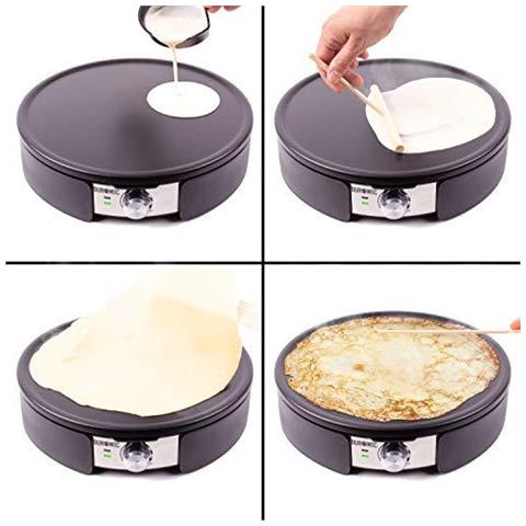 PM152 Crepiera Elettrica con Piastra Antiaderente 37 cm Potenza 1500 W  - Foto 2