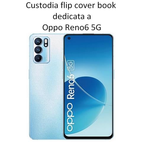 Smart Book Custodia Poket Silicone Flip Cover Case Per Oppo Reno6 5g Black - Foto 2