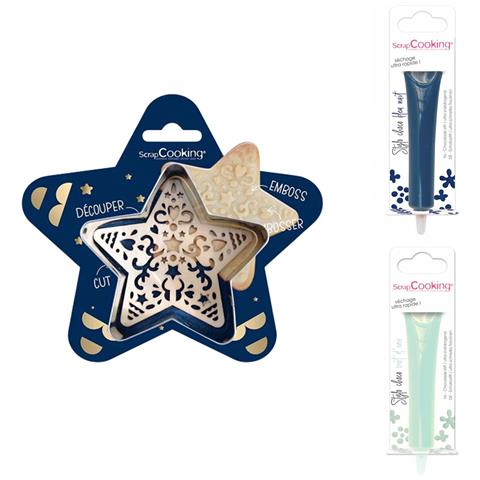 Kit Tagliabiscotti Stella + 2 Penne Al Cioccolato Blu Notte E Verde Acqua - Foto 1